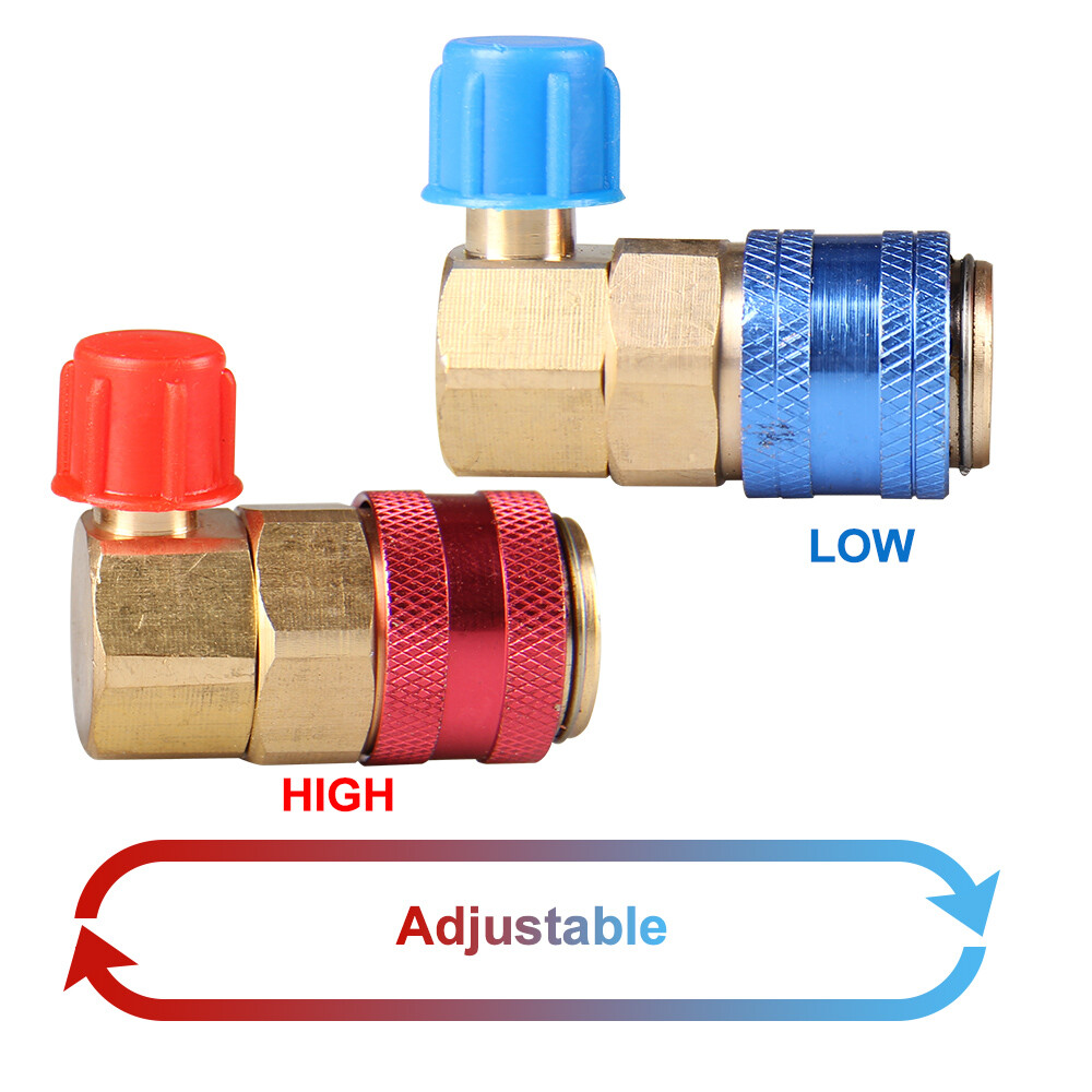 2 Car Air Conditioner Quick Connector AC Manifold Gauge High/Low Coupler Adapter