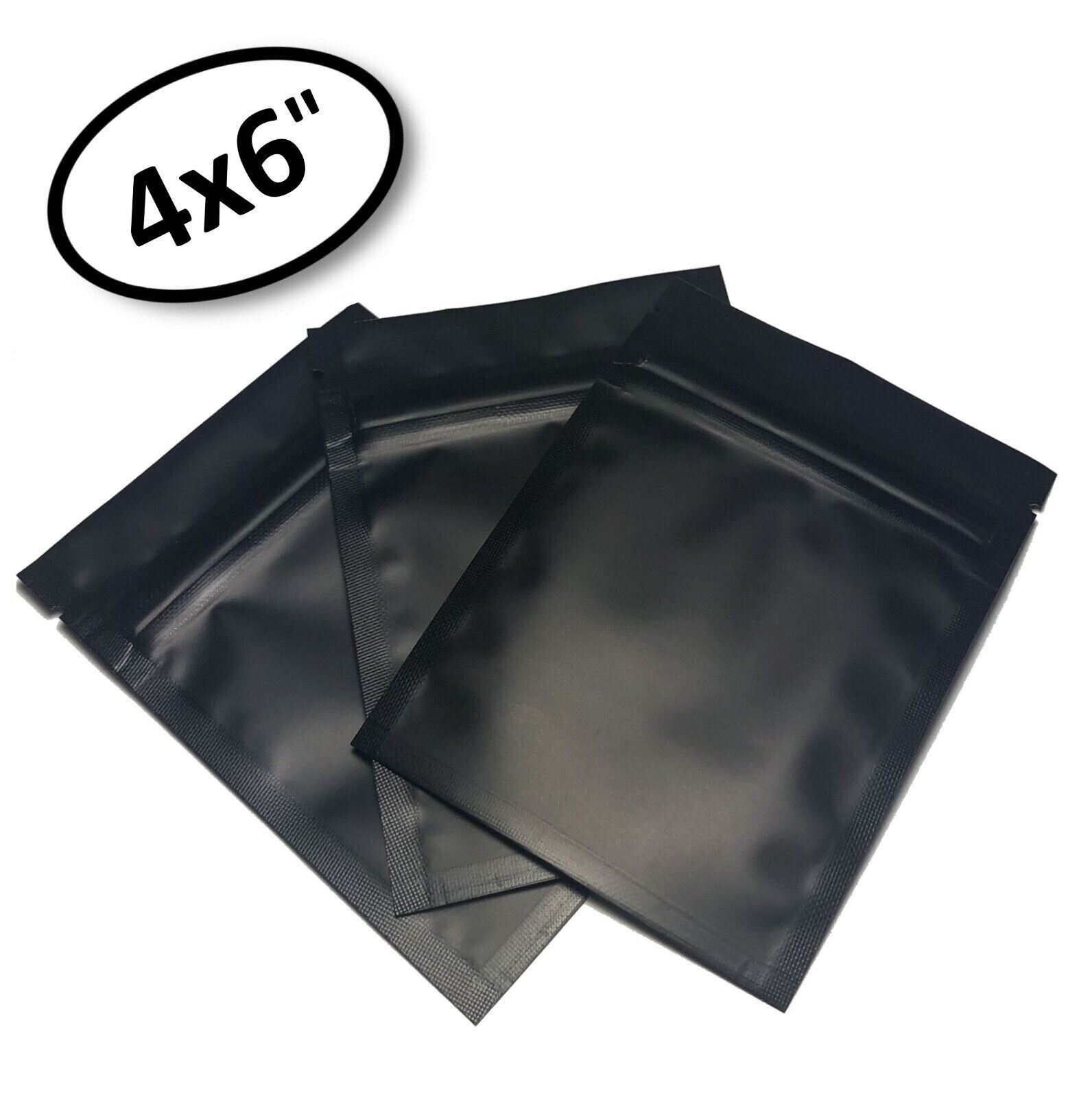 100PCS Premium 4×6″ Matte Black Small Double-Sided Mylar Foil Zip Storage Bags