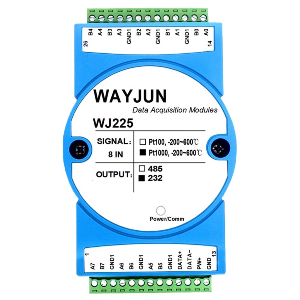 1pc WJ225 8-channel PT1000 to 485 thermistor module Modbus data RS232