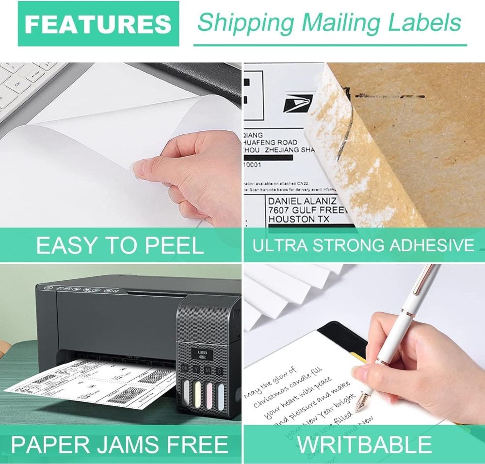 8.5×5.5 Half Sheet Shipping Labels for Laser & Inkjet – 2 Per Page Self Adhesive