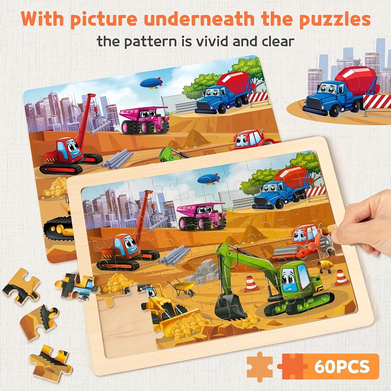 Wooden Car Puzzles for Kids 3-8 Years Old, 6 Packs Preschool Educational Toy