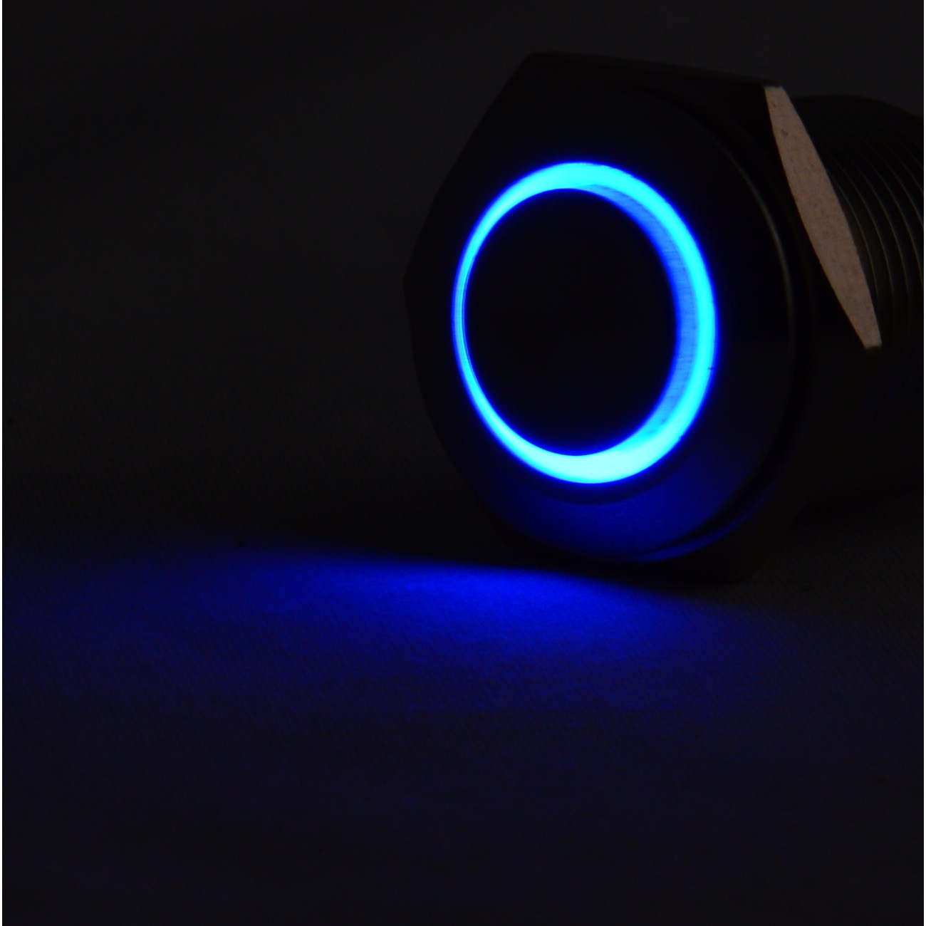 16mm 12V LED Momentary Push Button Stainless Steel Power Switch, Blue