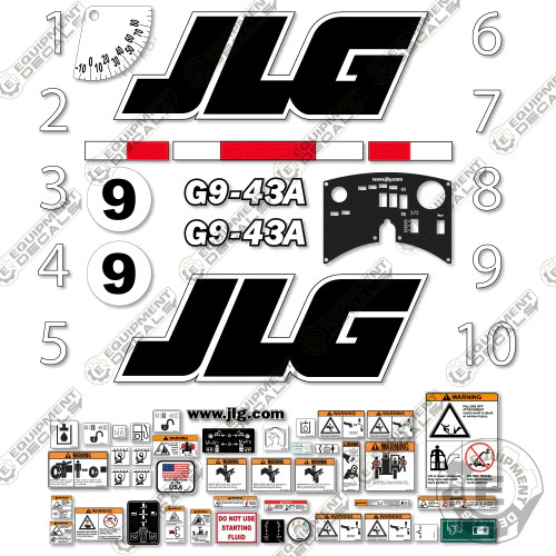 Fits JLG G9-43A Decal Kit Telehandler Replacement Sticker Set – 7 Year Vinyl
