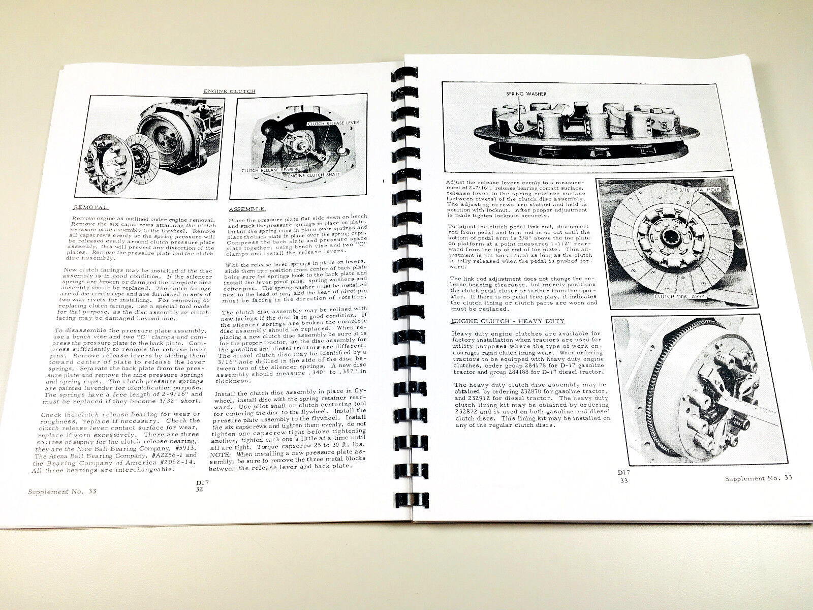 Allis Chalmers D-17 Series 3 Iii Tractor Service Repair Parts Operators Manual