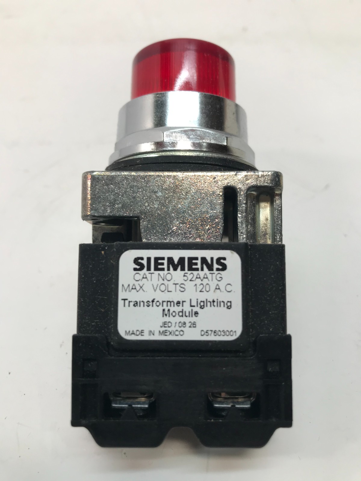 Siemens 52PL4G2XB Pilot Light Transformer Type 120 Volts, AC, Red, LED