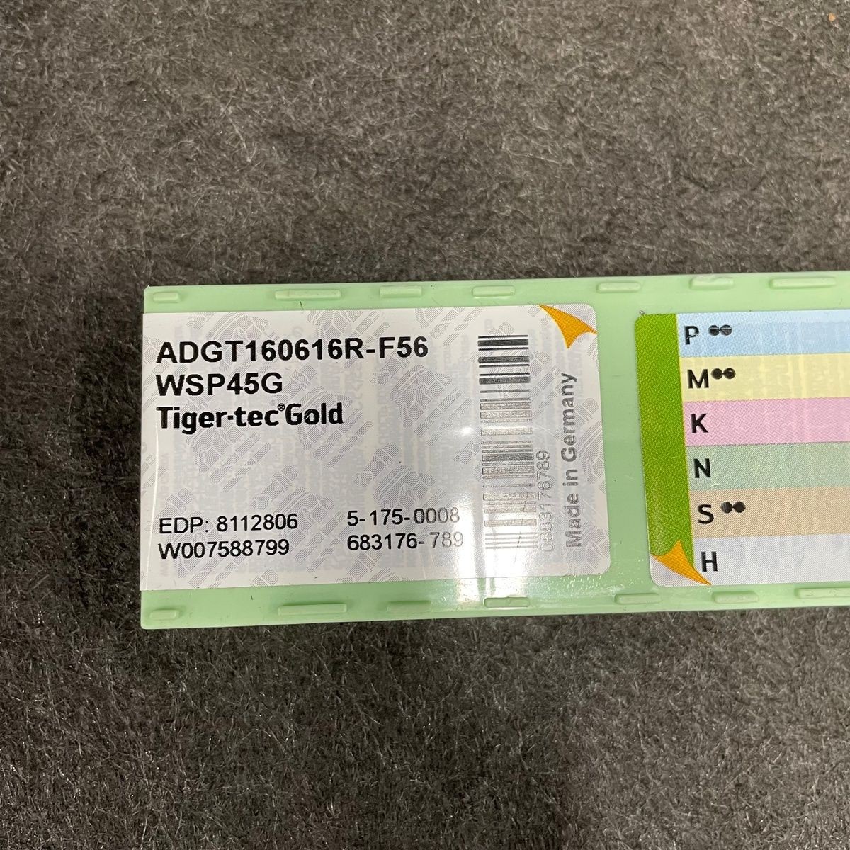 Walter Milling Insert ADGT160616R-F56 WSP45G, Carbide 6.15 mm Qty 10