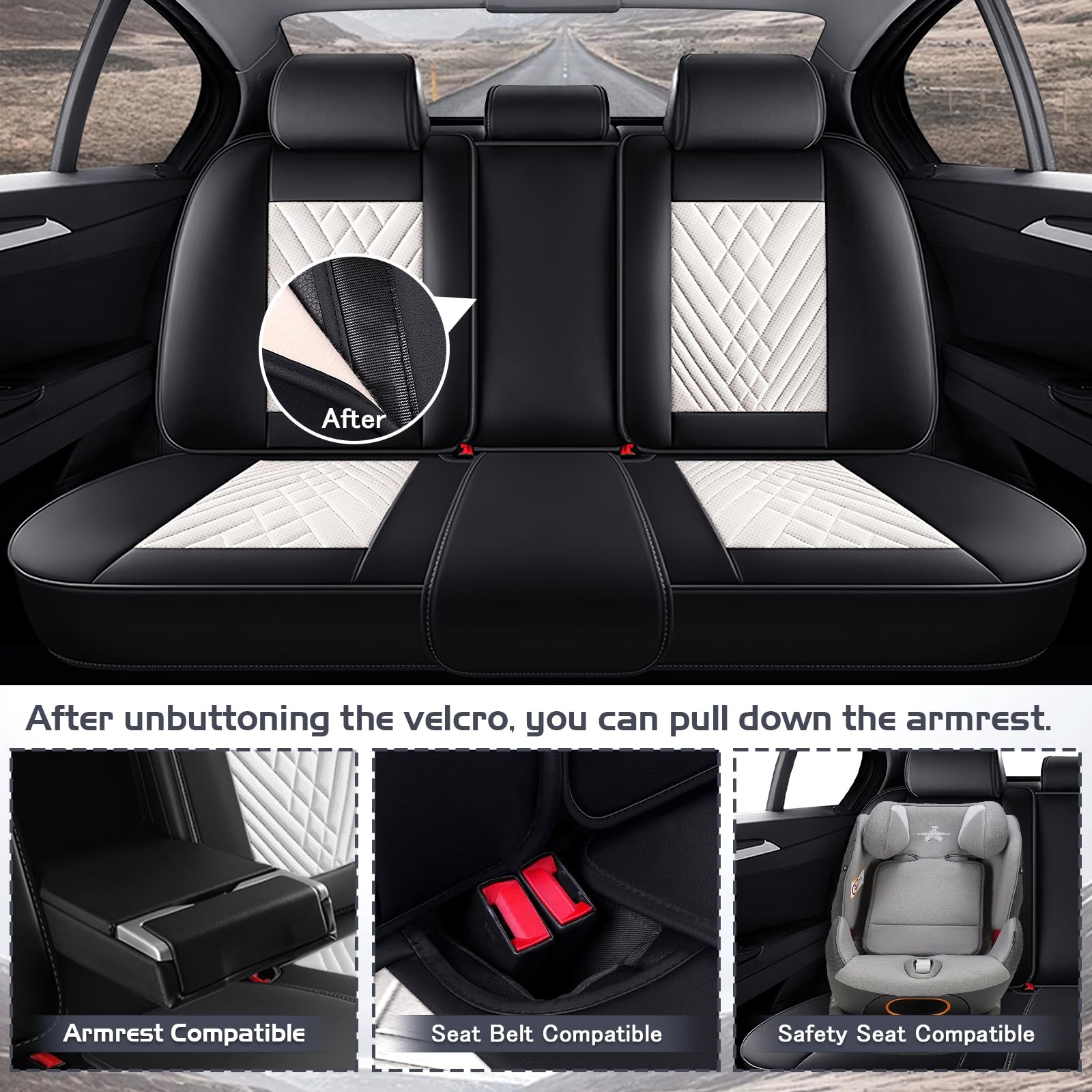 Car Seat Covers for Chrysler 300 2005 2023 Full Set Nappa Leather Black White