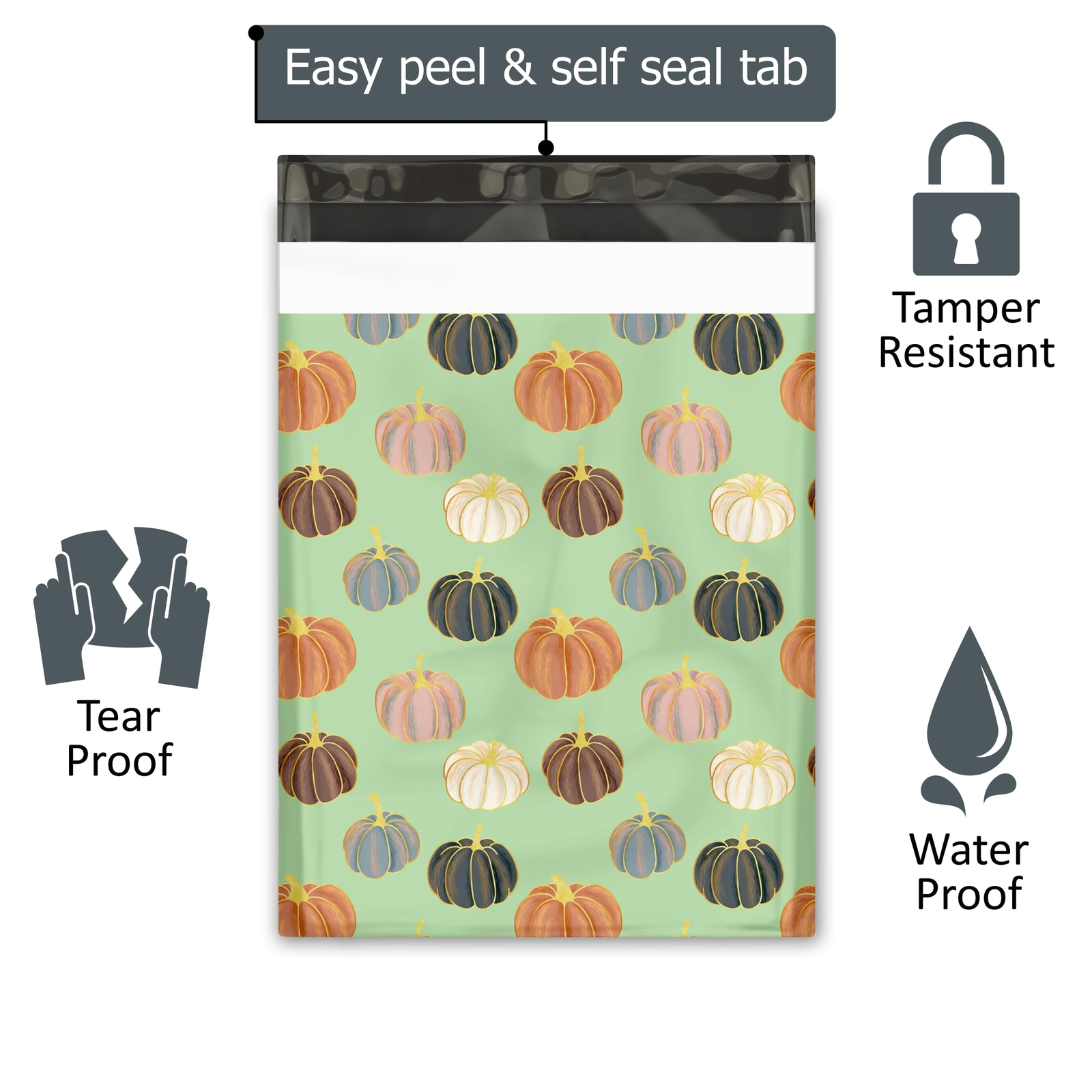 10×13 100 Pumpkin Patch Designer Poly Mailers Shipping Envelopes Premium Prin…