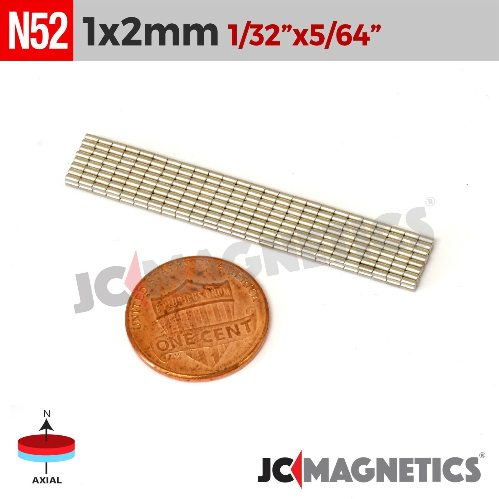1mm x 2mm 1/32″x5/64″ N52 Strong Rare Earth Neodymium Small Magnet Disc 1x2mm