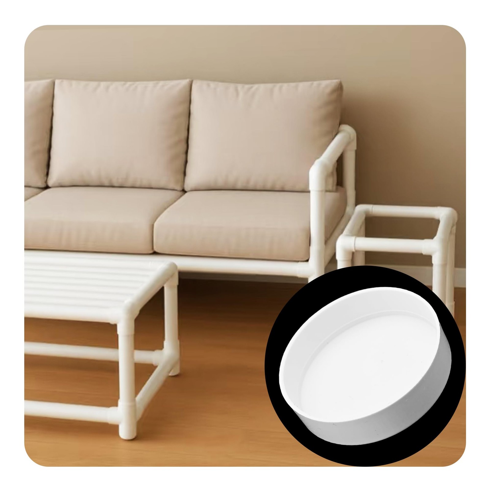Klyeola 6Pcs 2 Inch White PVC Pipe End Cap Plug, Furniture Grade