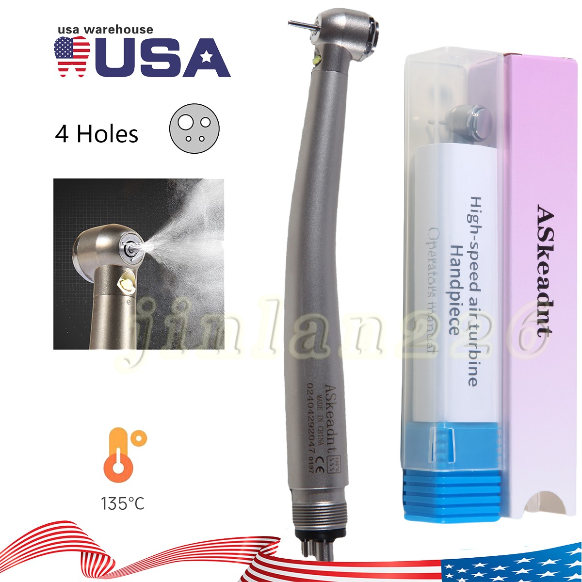 Dental LED E-Generator Fiber Optic High Speed Handpiece 4 Hole NSK Style