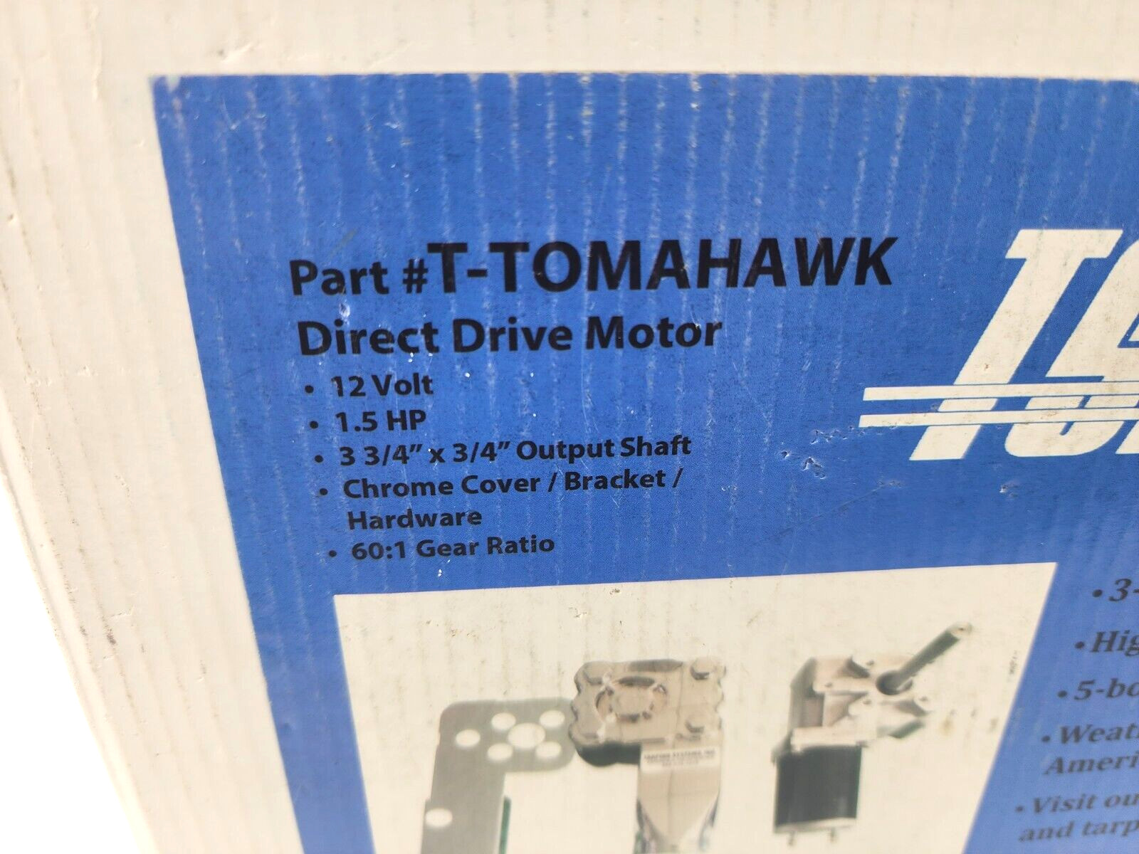Tarping Systems T-TOMAHAWK Direct Drive Tarp Motor 1.5HP 12V Chrome Cover 60:1