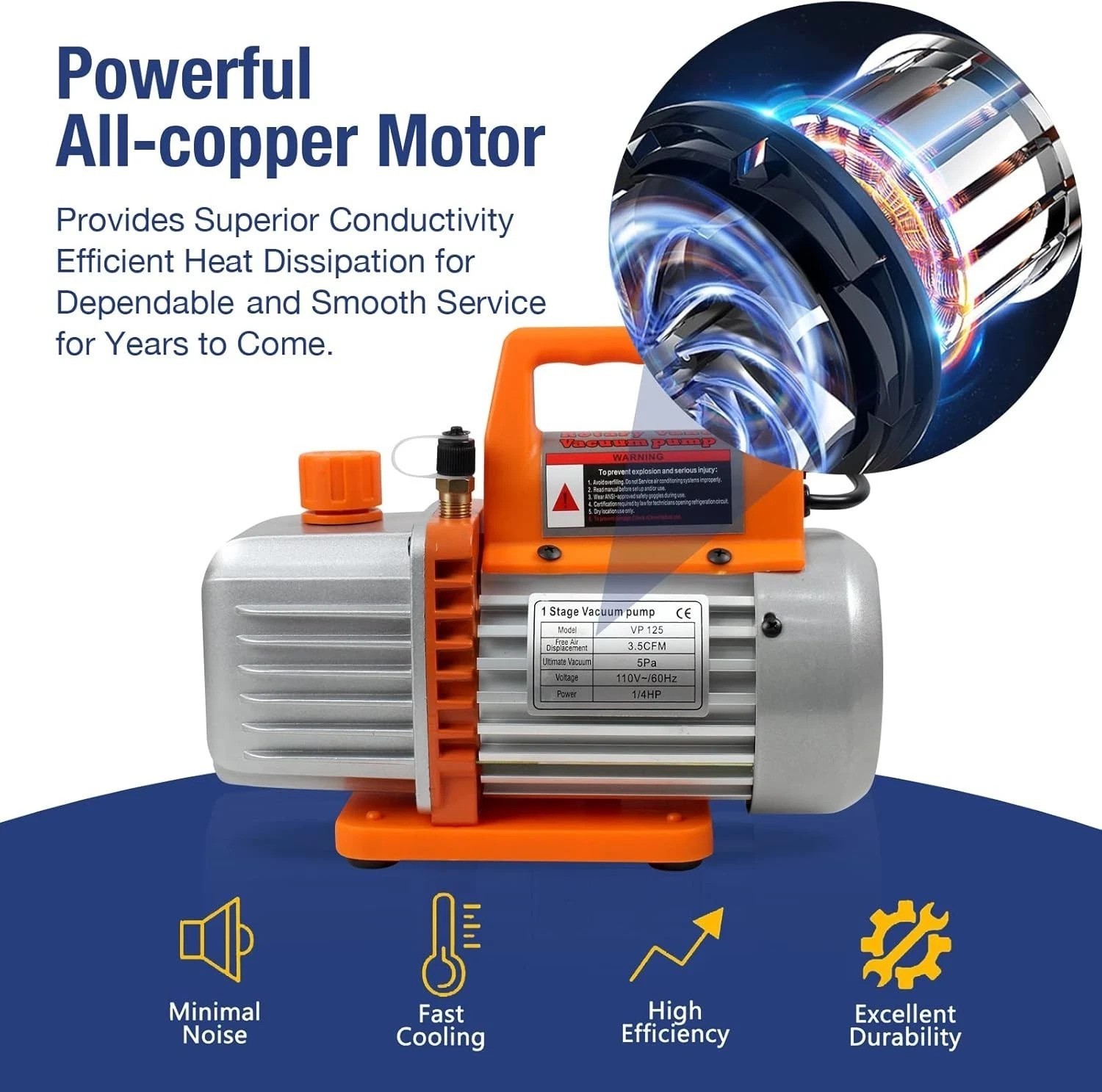 3.5CFM HVAC Vacuum Pump 110V – Durable Rotary Vane for Refrigerant Recharging