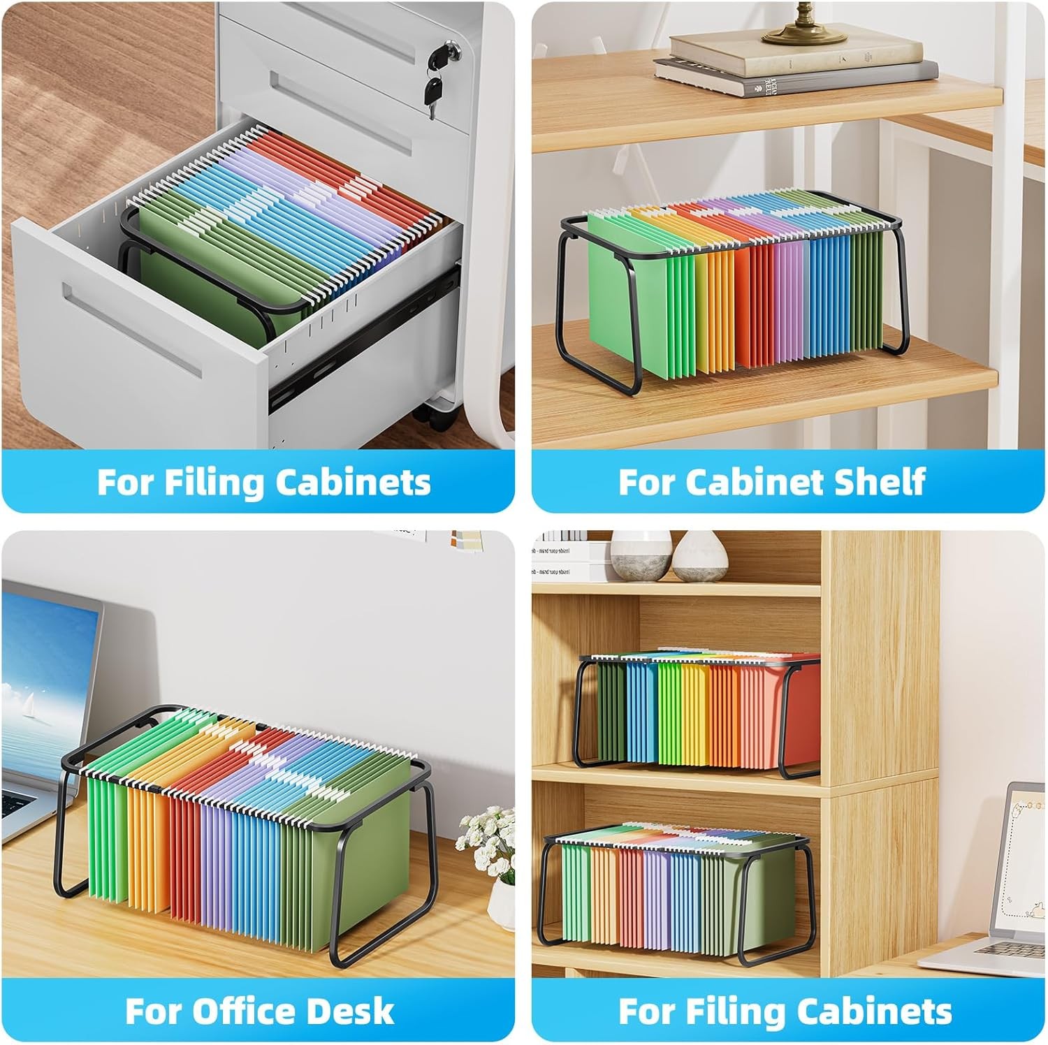 Hanging File Folder Frame, Adjustable Letter Size File Holder 16-25 Inches,