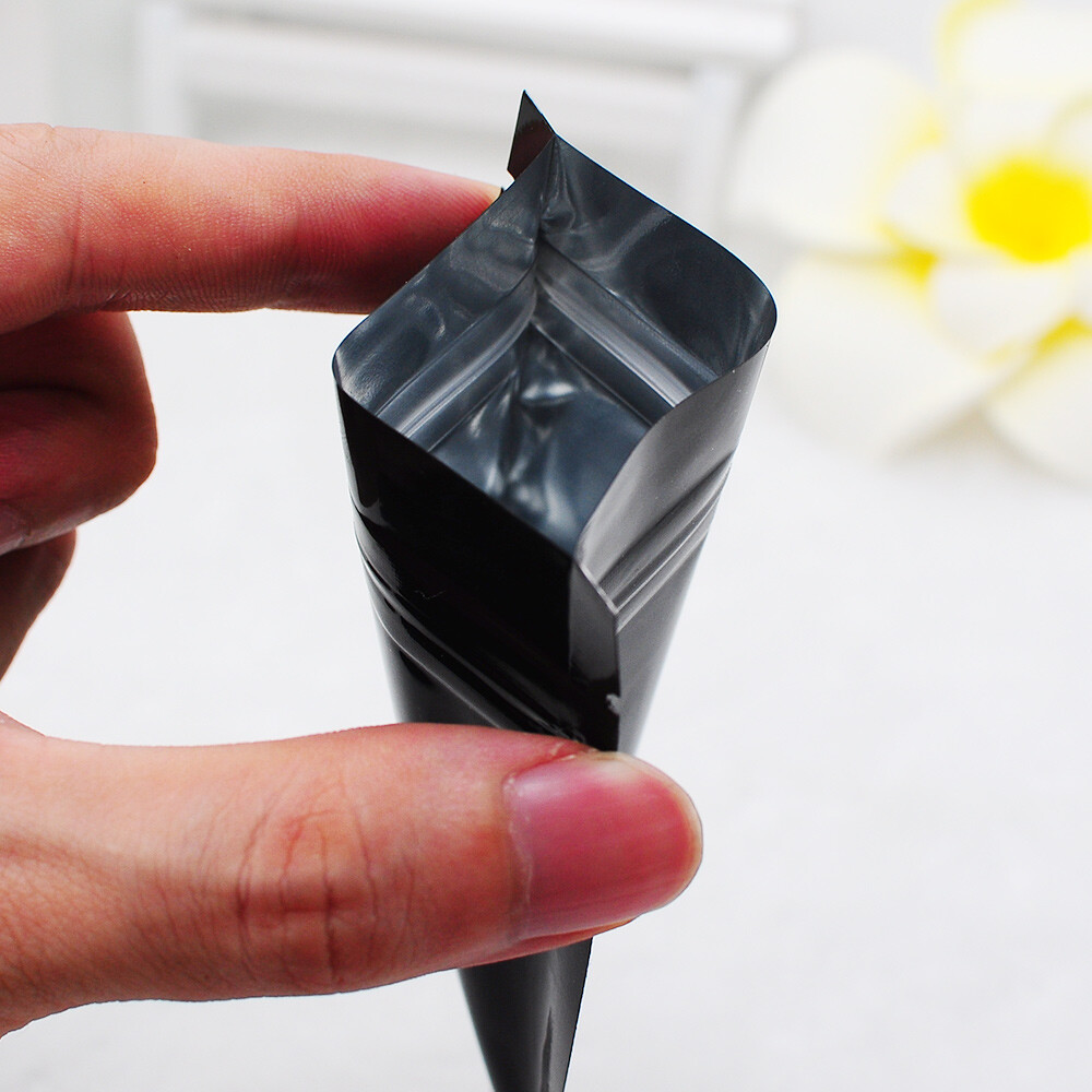 100 Black Mylar Foil Resealable Smell Proof Bags Repacking Flat Food Pouch 3×4″