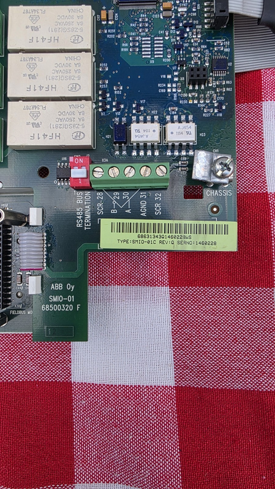 ABB SMIO-01C Rev Q CPU board for ACH550 VFD. Part number 68500320 USED
