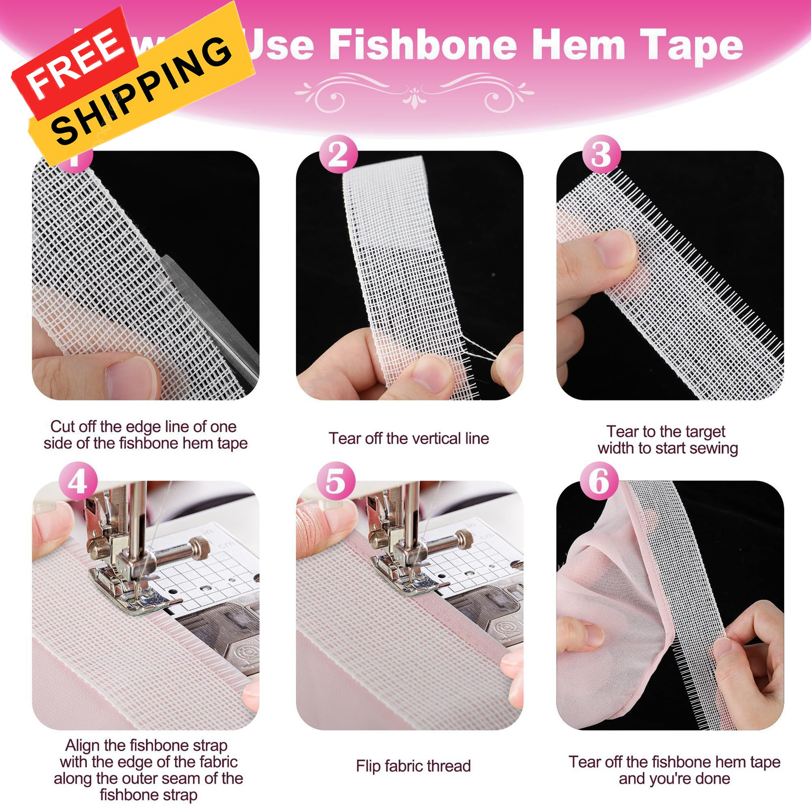MYLbeter Fishbone Hem Tape for Sewing 2.5 yards x 1.38 inches, beige 2.5yards