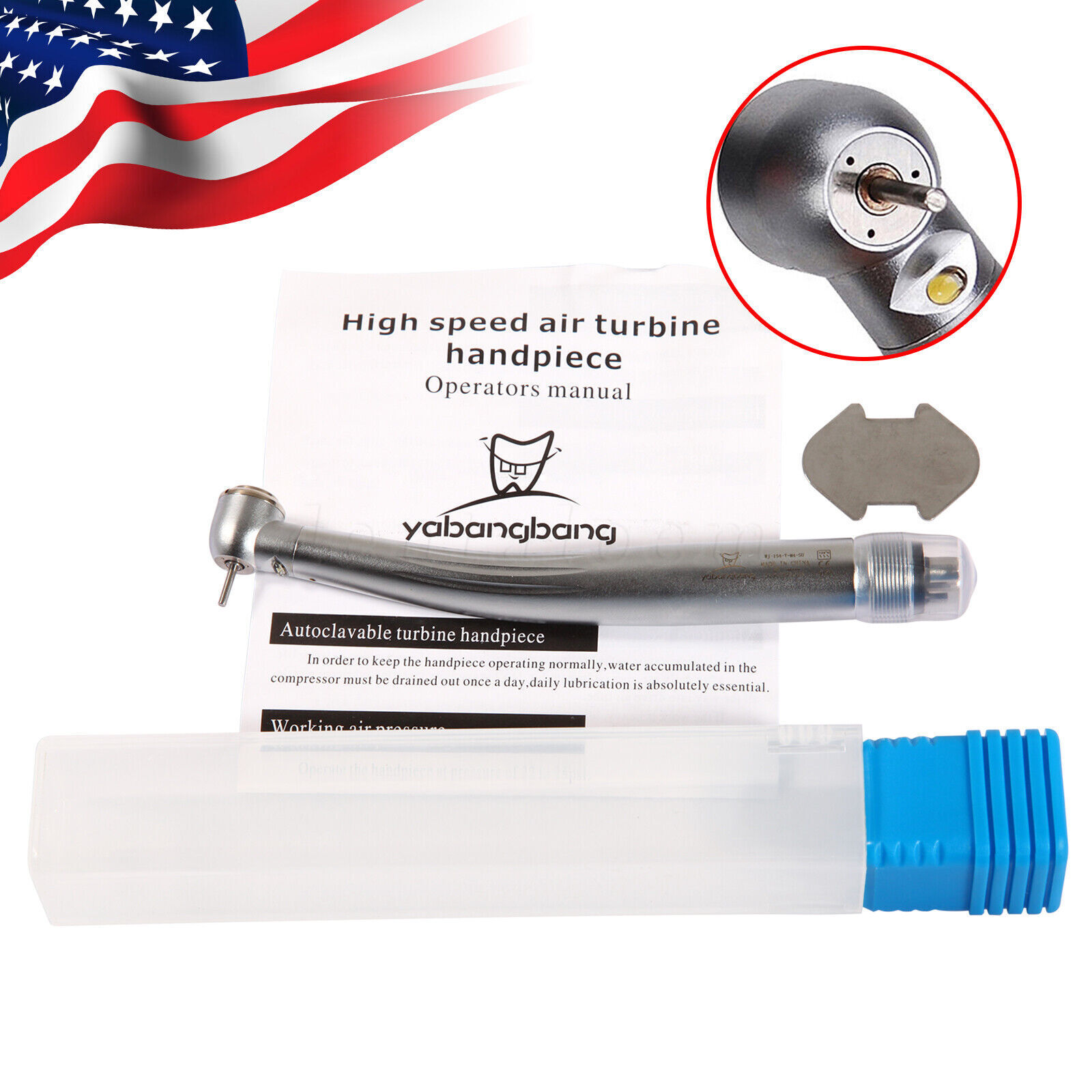 Dental E-generator LED High Speed Torque Head 3 Spray Handpiece 4Hole
