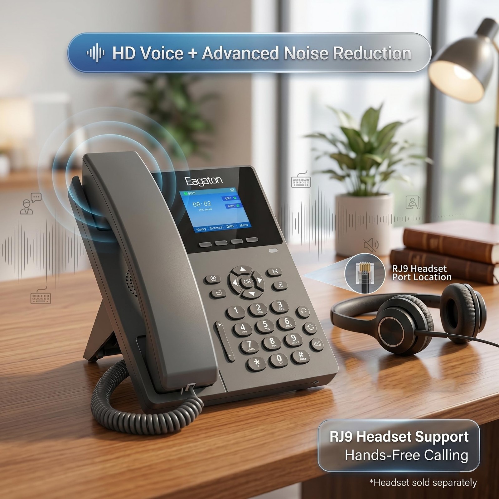 T52P IP Phone,Office Phones Voip,2.4″ Color Display, 2 SIP Accounts Business …