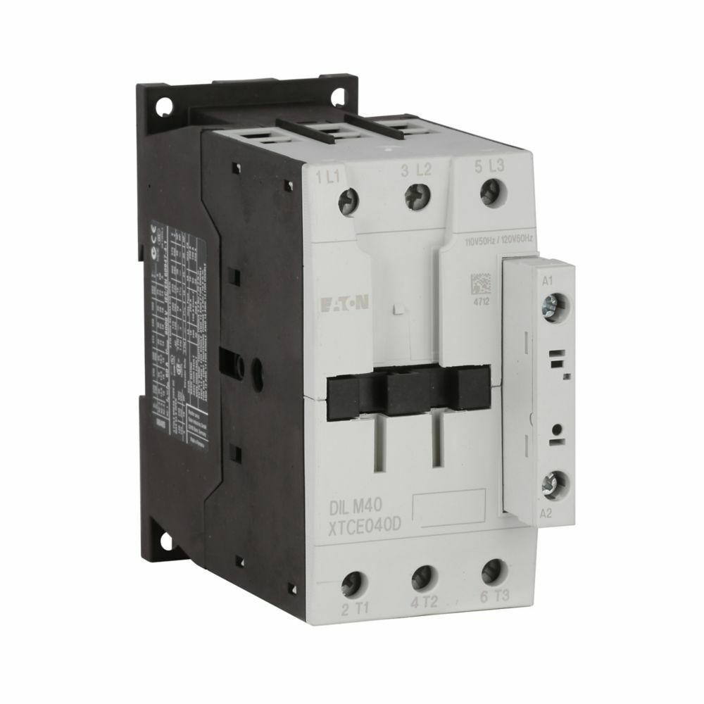 Eaton 40A IEC Contactor XTCE040DS1A Side-Mounted 110/120V 3P Screw Terminal FVNR