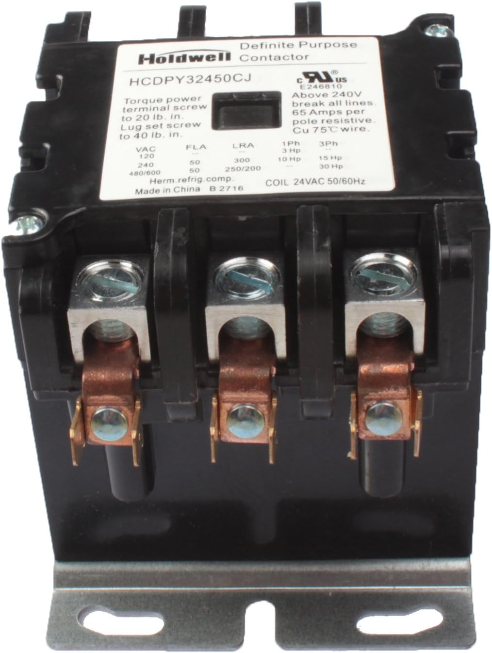 42DF35AJ 3 Pole 50 Amp 24V Coil Definite Purpose Air Conditioner Contactor
