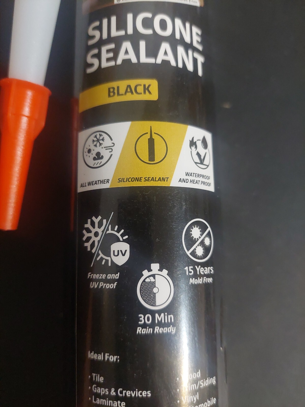 Xfasten Silicone Sealant Waterproof Black Cartridge, 10.1 Oz Caulk All weather