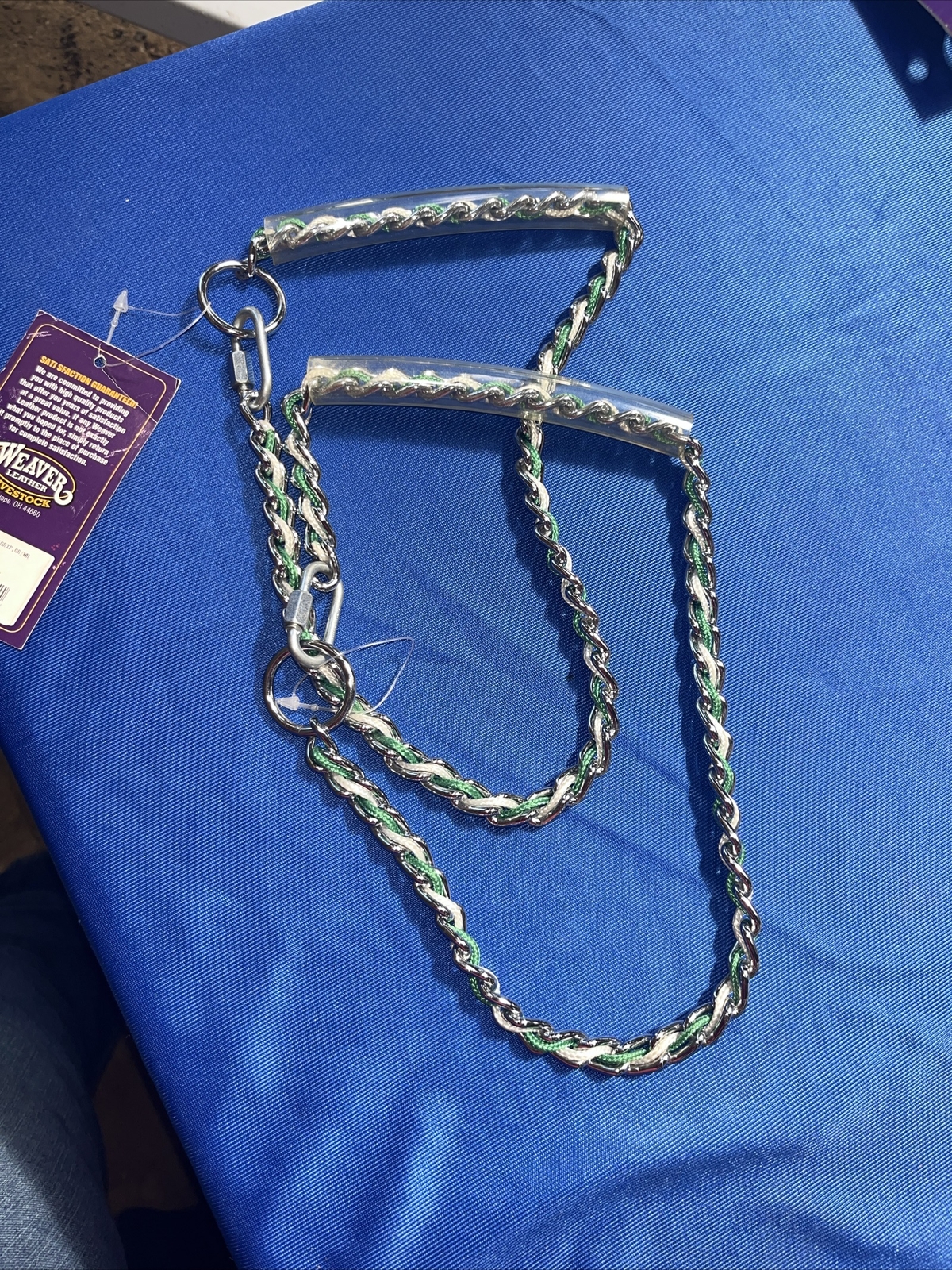 2- NEW Weaver Leather Chain Goat Collar with Rubber Grip Chrome Plated 24 Inch