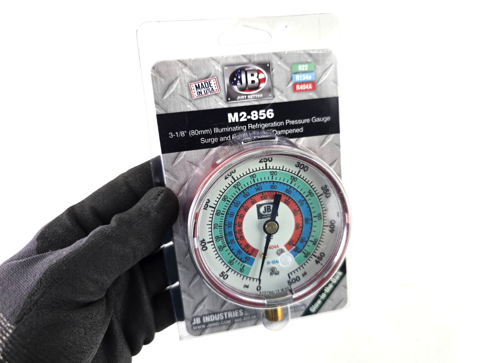 JB JUST BETTER M2-856, Glow In The Dark , 80mm Refrigeration Pressure Gauge