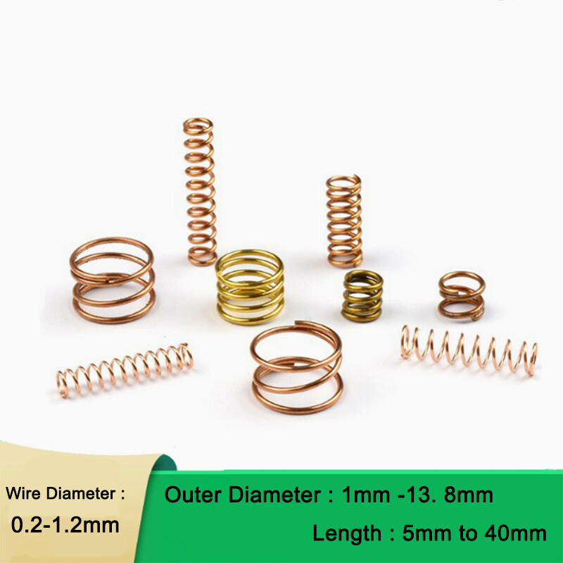 10 Pcs Brass Compression Spring Pressure Springs Wire Diameter 0.2mm to 1.2mm