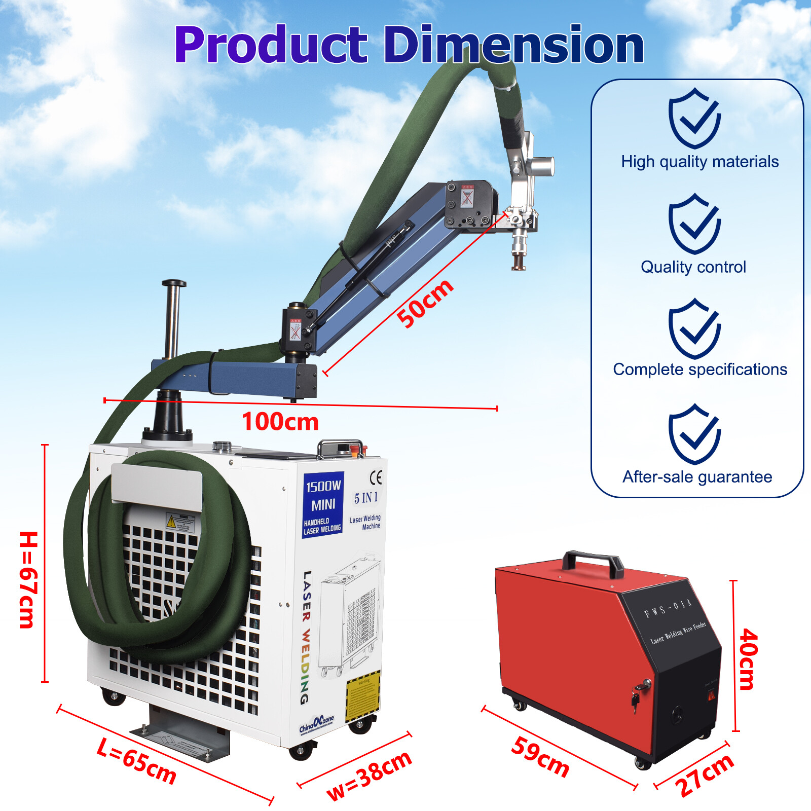 5-in-1 1500w Handheld Metal Laser Welding Machine Battery Welder Laser Cleaner