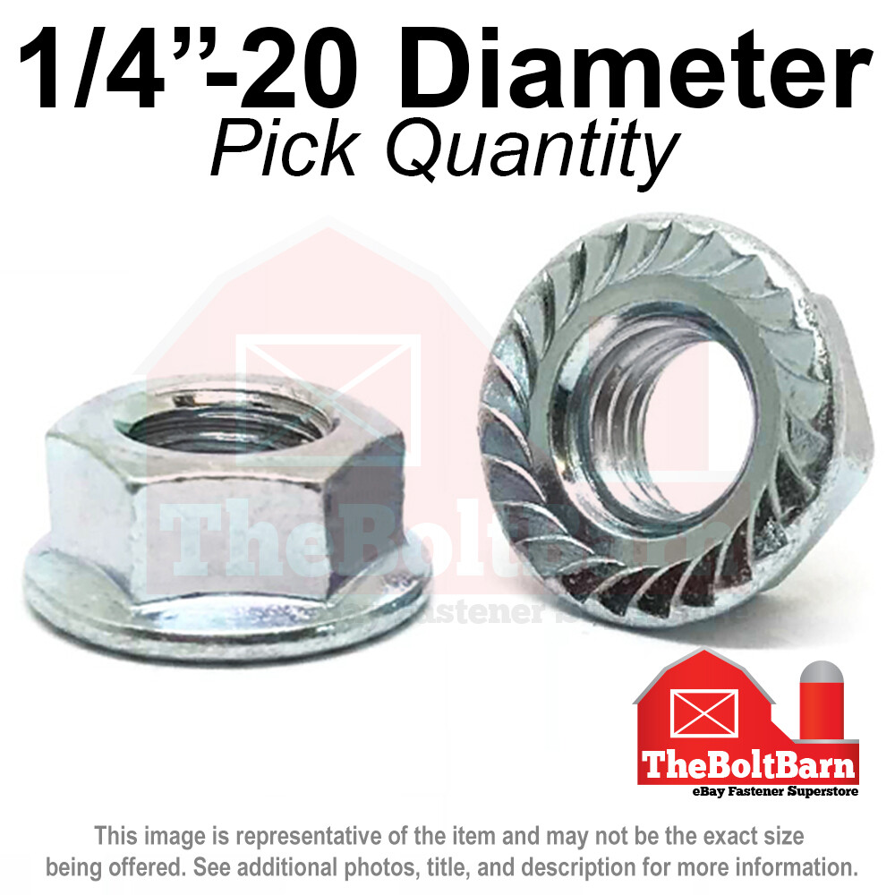 1/4″-20 Grade 5 Serrated Flange Whiz Lock Nuts Coarse Thread Zinc (Pick Qty)