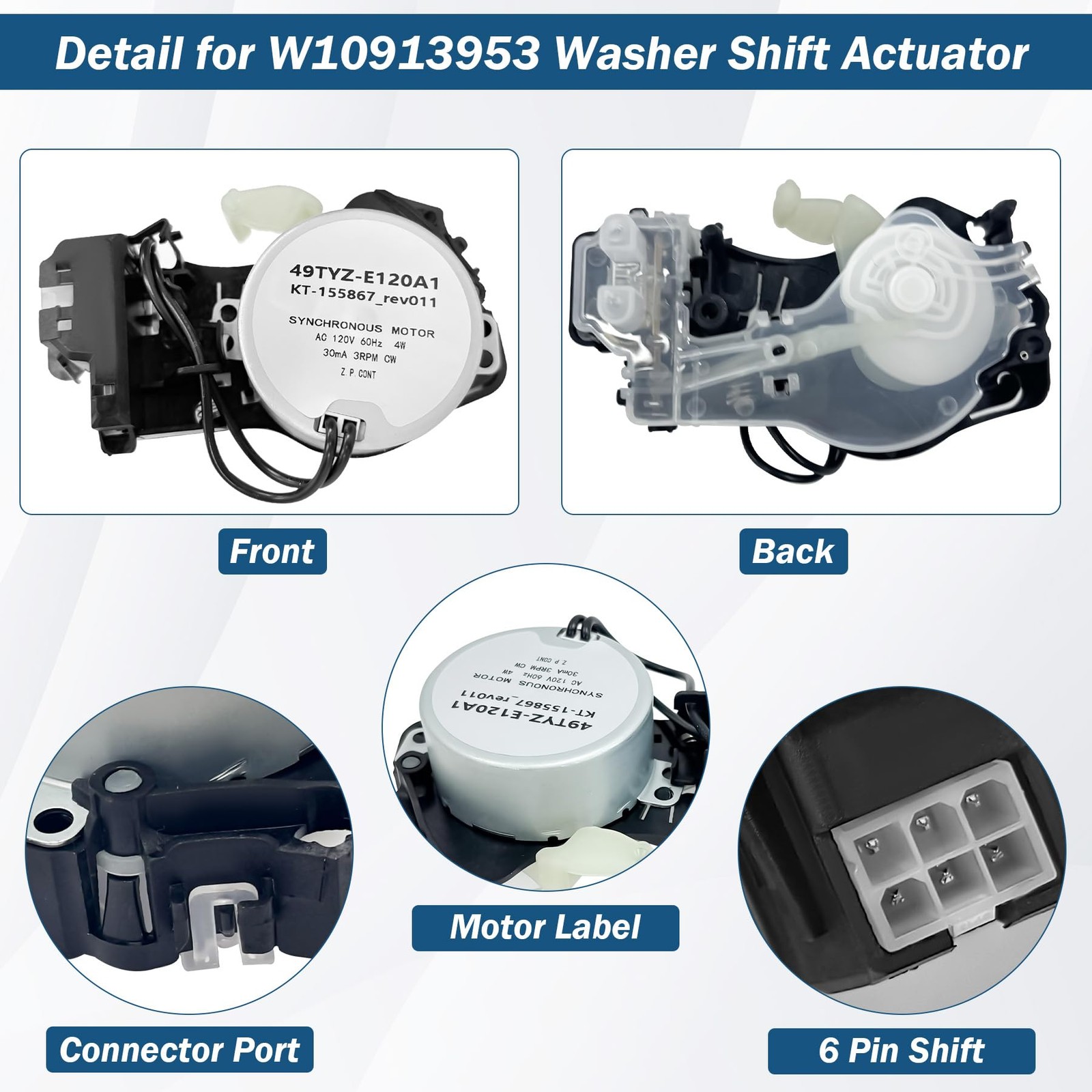 Washer Shift Actuator Replacement AC 120V 60Hz 4W for Whirlpool Maytag – Fixes