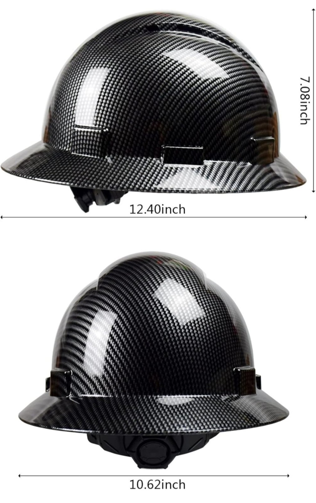 Black ABS Dipped Carbon Fiber Full Brim Hardhat