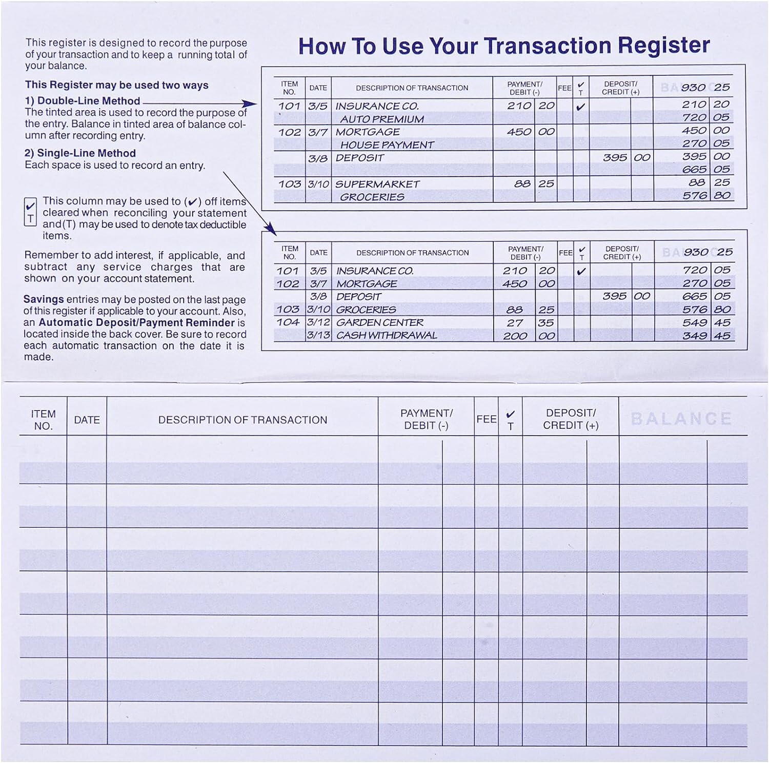 24 PCS Check Registers for Personal Checkbook, Easy to Read Checkbook Register