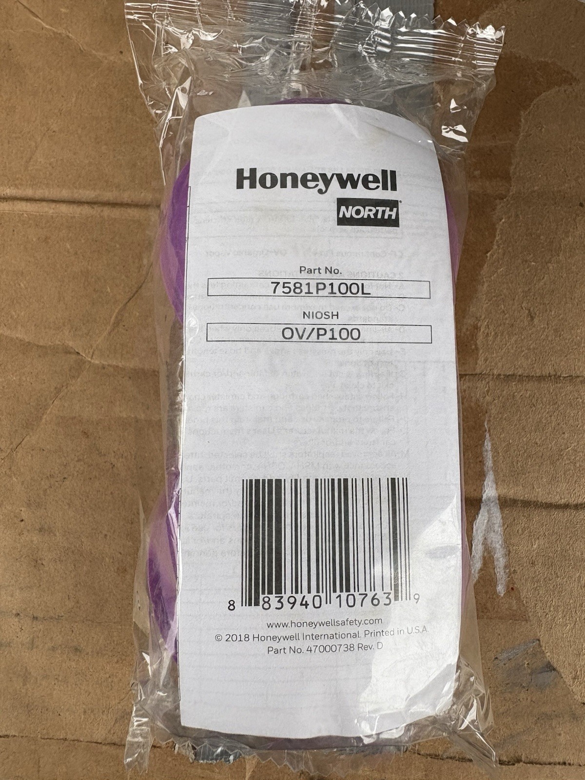Honeywell / North 7581P100L OV/P100 2 PACK combination cartridges Lot Of 5