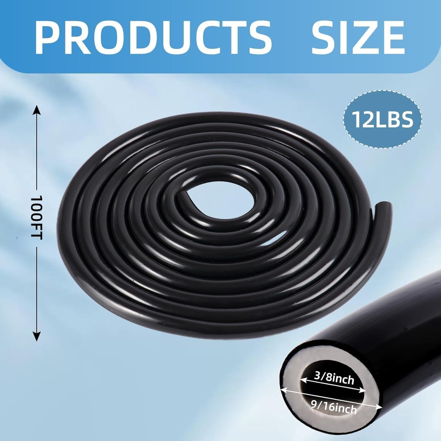 3/8 Inch Self Sinking Aeration Hose,100 Feet Weighted Pond Aerator Hose Kit 8…