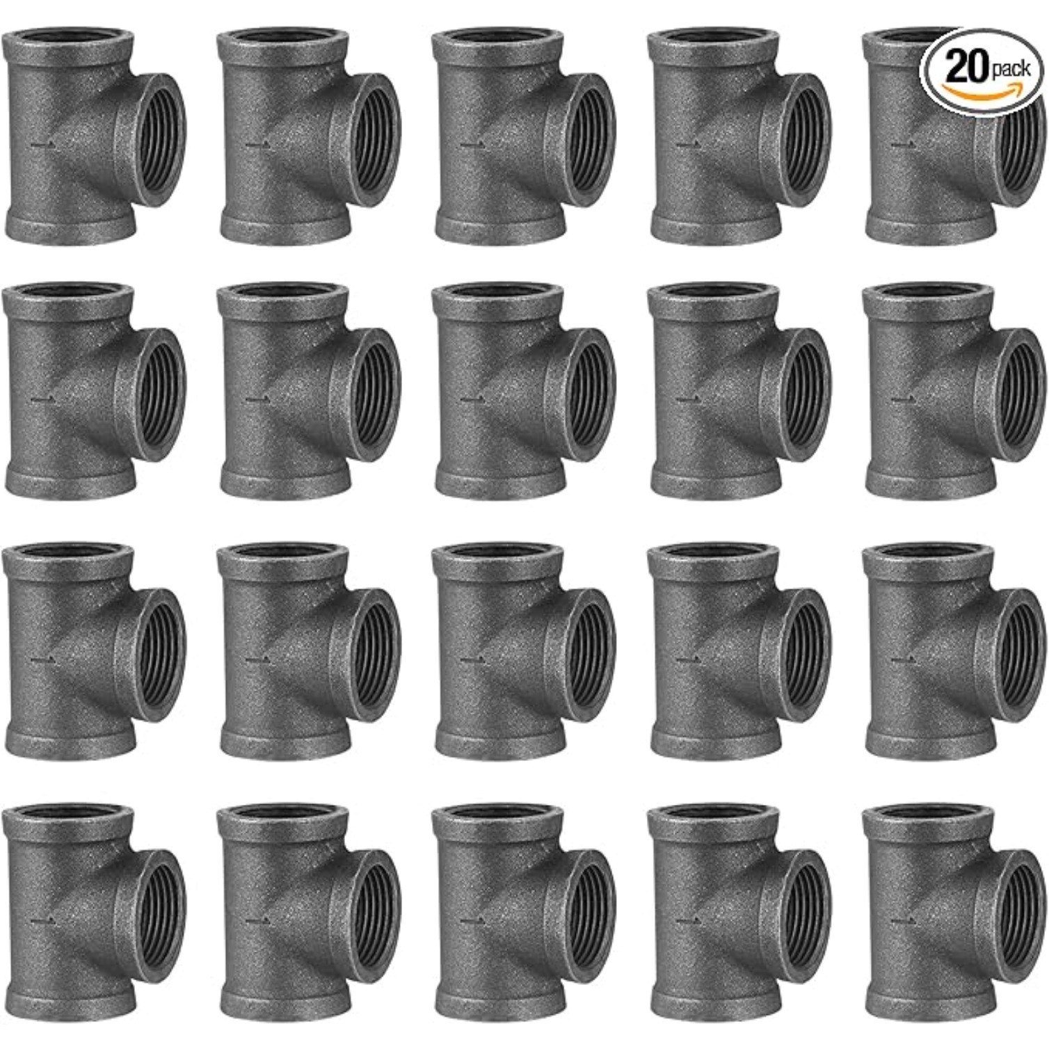 20 Pcs 1″ Pipe Fitting Tee, DN25 Threaded Gray Cast Malleable Iron Tee
