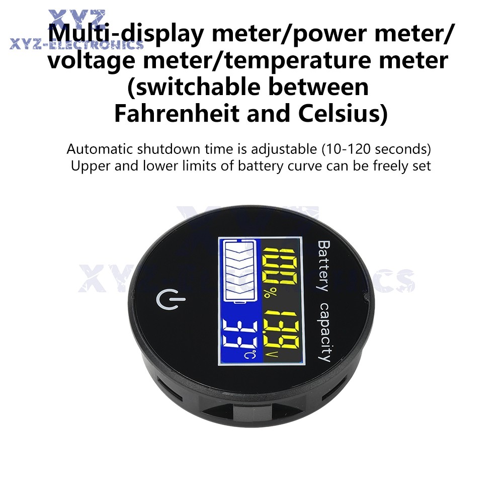 LCD Digital Battery Level Indicator Voltage Power Percentage Temperature Display