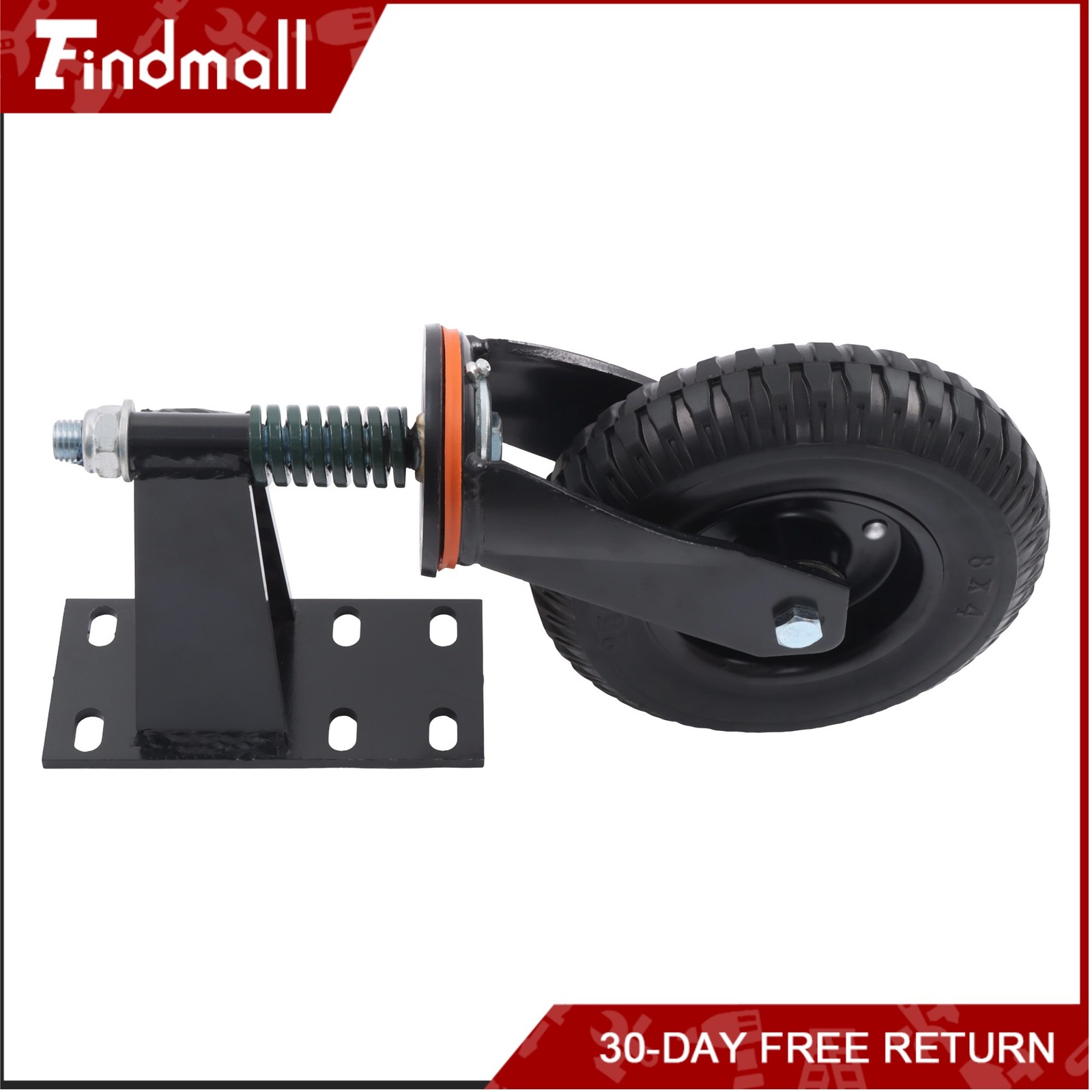 Findmall 2 Pcs Gate Casters 8″ 600Lbs (Straight/U-Bolt) Spring-Loaded Caster