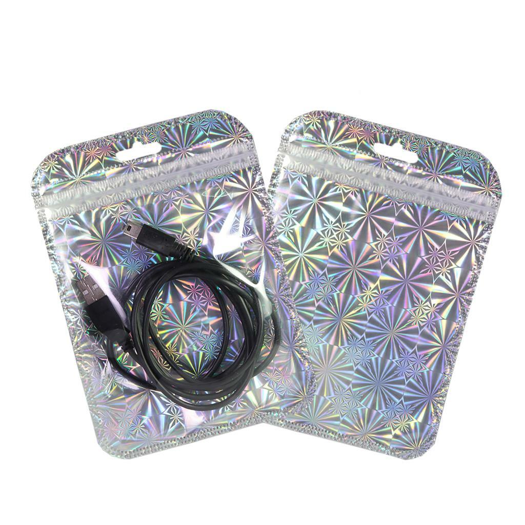 Clear Holographic Packaging Bags, Mylar Storage Pouch for Home Organization