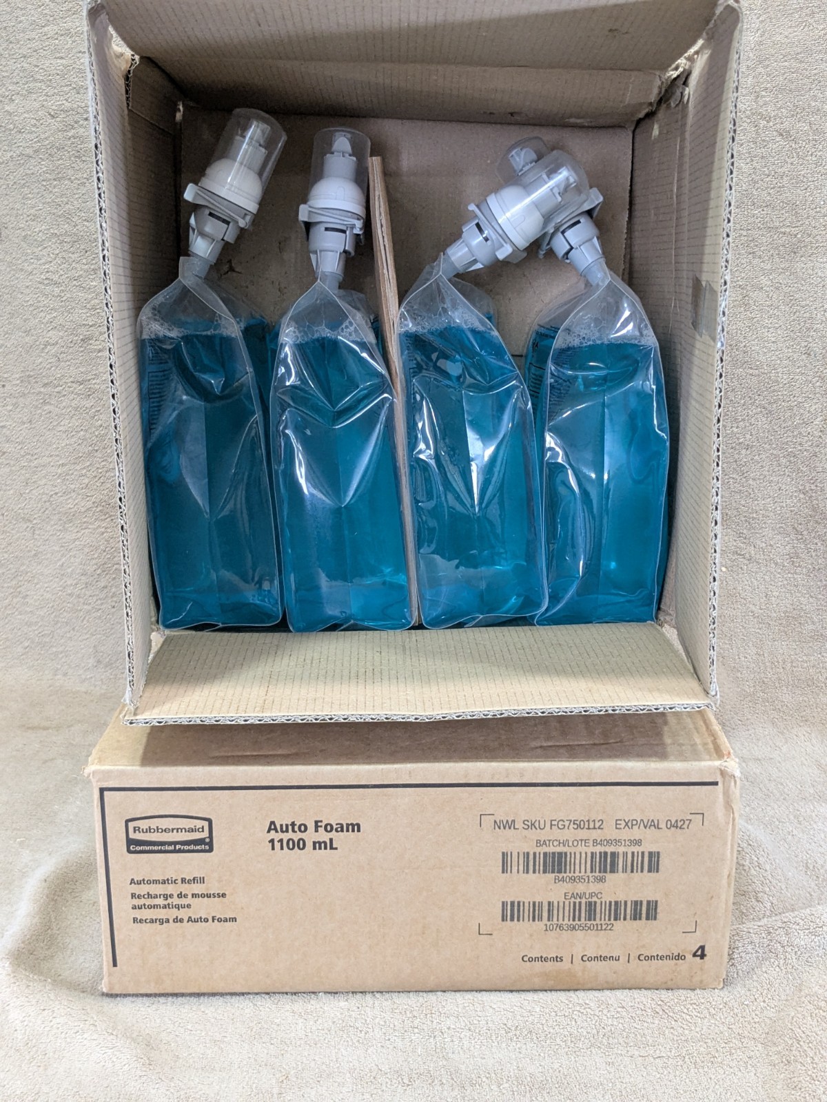 Lot of 8 Rubbermaid Auto Foam 1100 mL Soap Dispenser Refill FG750112