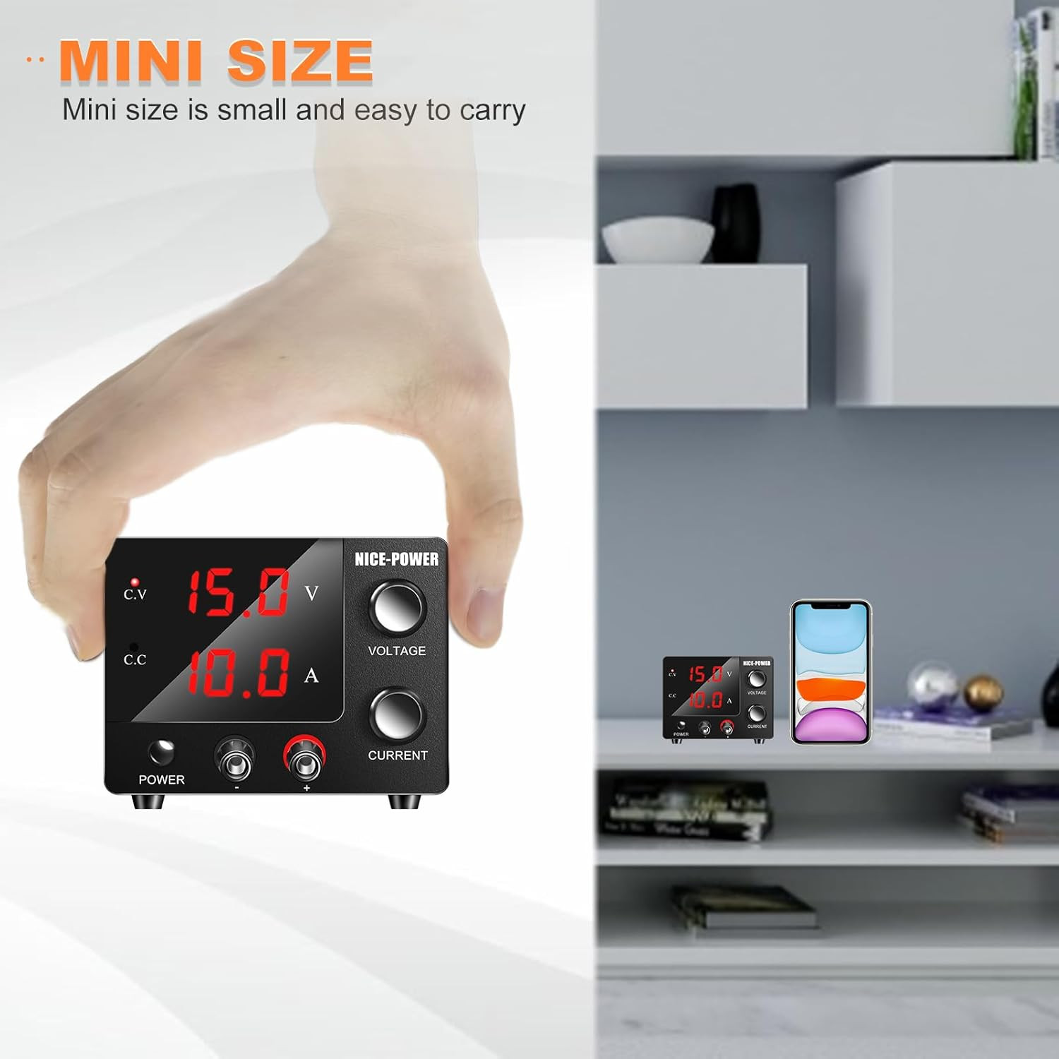 NICE-POWER DC Power Supply Variable 0~30V 0~10A, 3-Digits LED Display Current an