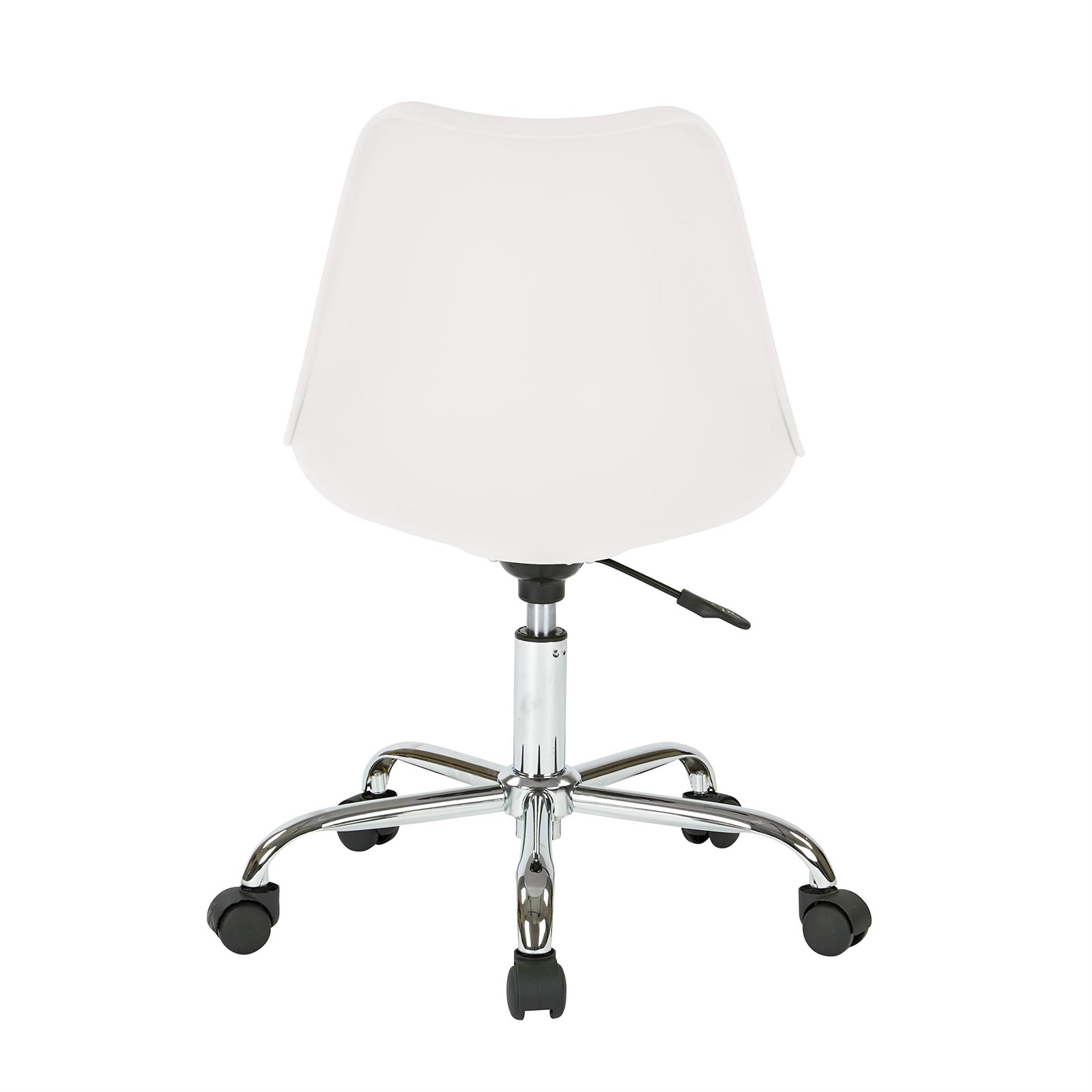 Pemberley Row Faux Leather White Office Chair Chrome Base 17.5″W x 22″D x 35….