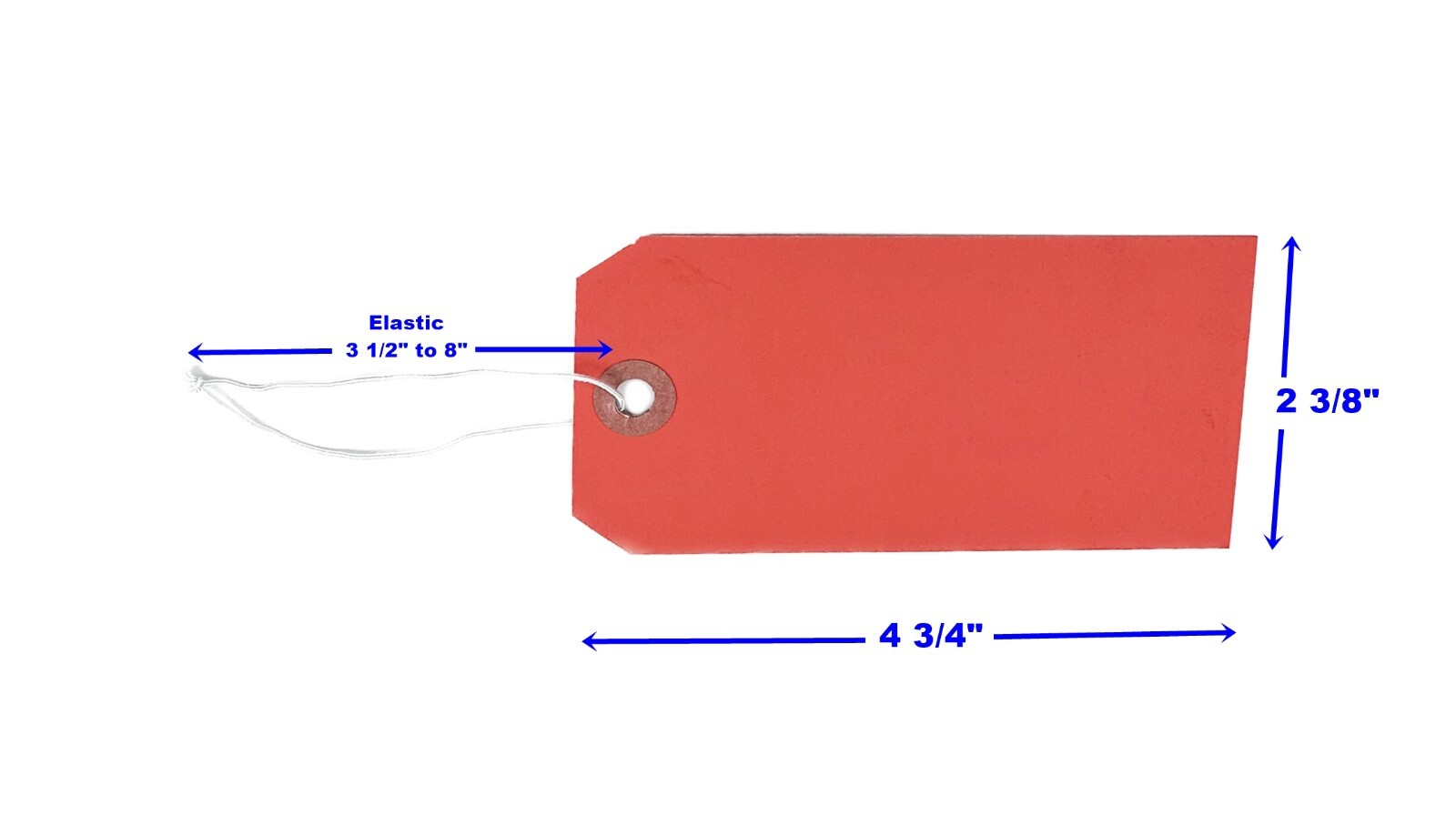 100 of 4 3/4″ x 2 3/8″ Red Inventory Tags with ELASTIC Stretchy String Size 5