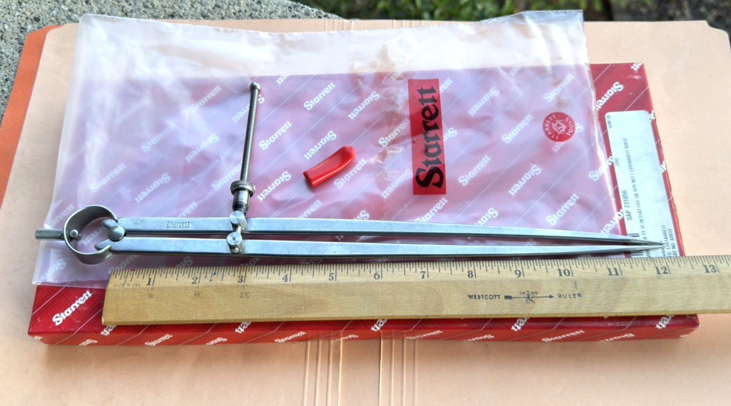 New! STARRETT No. 83B-12 Spring-Type Dividers W/Flat Legs; 12.0” Size & Capacity