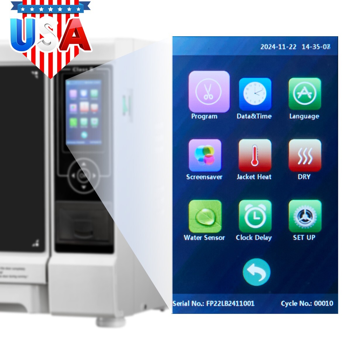 22L Class B Steam Sterilizer Dental Autoclave Pulsation vacuum Sterilizers LCD