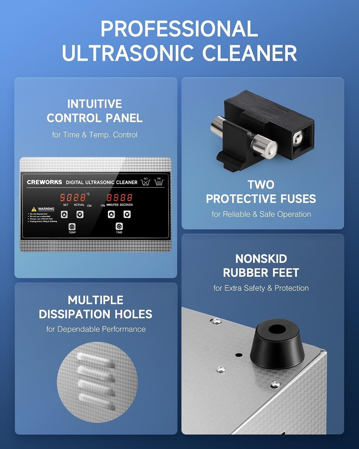 CREWORKS Ultrasound Cleaner, 6L Digital Sonic Cleaning Machine, Heater, Timer