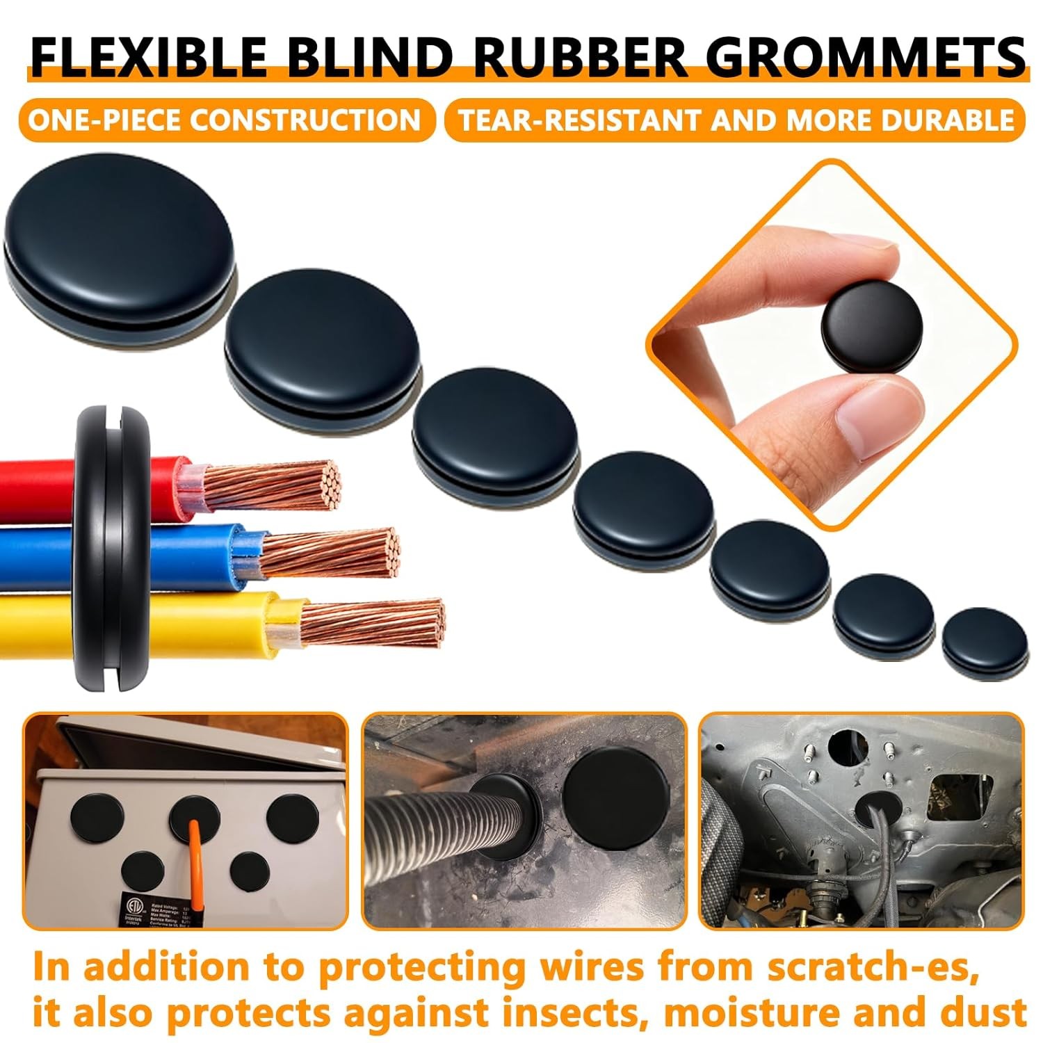 70 Piece Rubber Grommet Kit 7 Sizes Firewall Automotive Hole Plugs Grommets Set