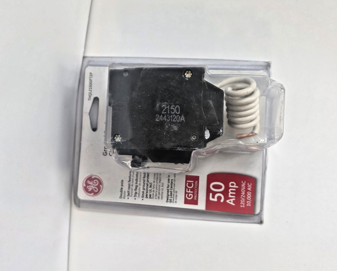 GE 50 Amp 240V Double Pole Ground Fault Breaker with Self-Test THQL2150GFT2P