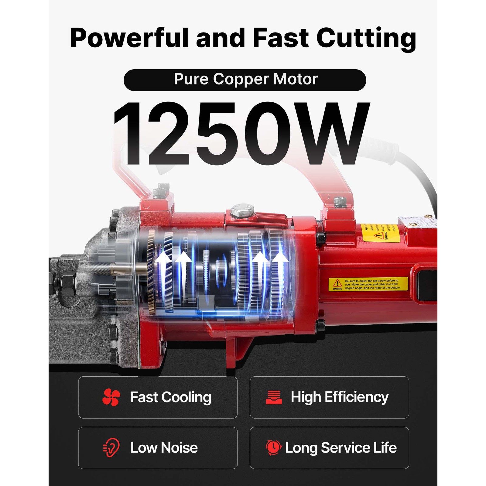 Rebar Cutter RC-20 1250W 3/4″ #6 Capacity 4-20mm Electric Cutting Tool Box
